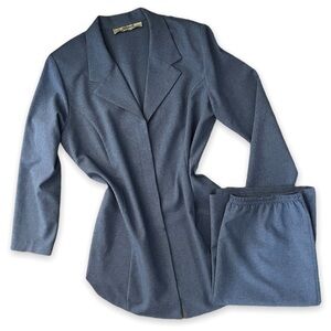 Vintage Blue Matching Blazer & Skirt Suit Set